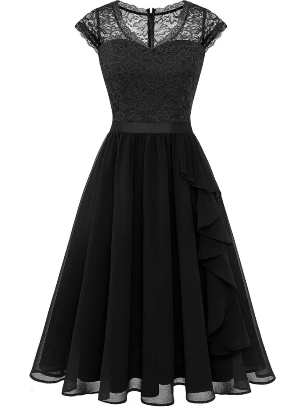 Chic Short Ruffle Bridesmaid Dress | Floral Semi-Formal Cocktail Homecoming